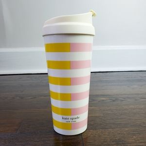 Kate Spade Cream Insulated Tumbler with Pink & Yellow Stripes